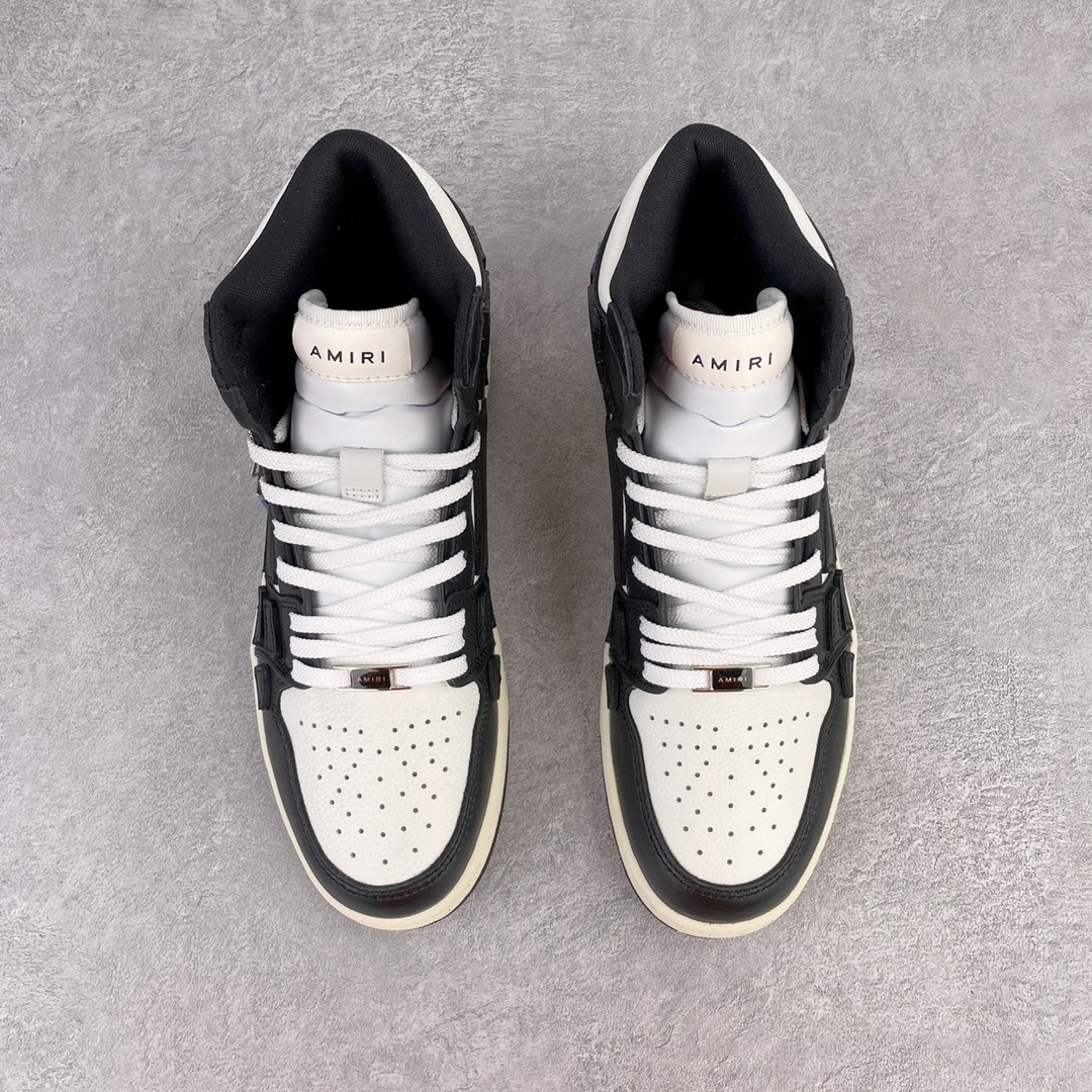 图片[2]-＃LJ渠道版福利 AMIRI Skel Top Hi Sneakers 洛杉矶街头之王 高奢·埃米尔 骨骼高帮板鞋 黑白 区分市面所有在售版本 正确鞋舌外翻细节 正确骨头形状 正确双层加厚皮料 市面唯一正确批次 全套配件及包装物 鞋面采用手工切割和边缘涂漆的皮革和骨头贴花 并具有真皮鞋面和模压EVA鞋垫 高密度的电脑车线工艺 尺码：40 41 42 43 44 45-选品中心