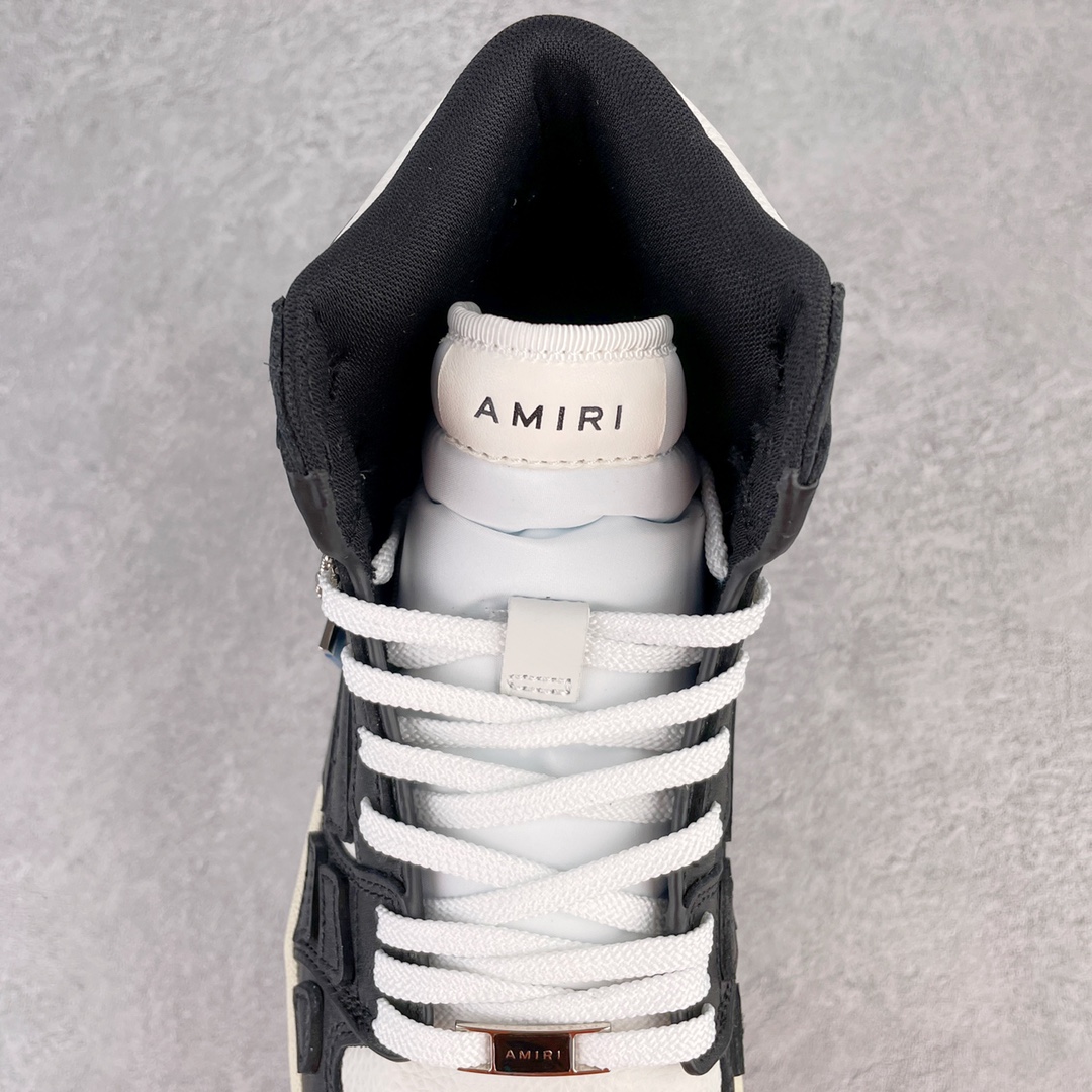 图片[5]-＃LJ渠道版福利 AMIRI Skel Top Hi Sneakers 洛杉矶街头之王 高奢·埃米尔 骨骼高帮板鞋 黑白 区分市面所有在售版本 正确鞋舌外翻细节 正确骨头形状 正确双层加厚皮料 市面唯一正确批次 全套配件及包装物 鞋面采用手工切割和边缘涂漆的皮革和骨头贴花 并具有真皮鞋面和模压EVA鞋垫 高密度的电脑车线工艺 尺码：40 41 42 43 44 45-选品中心