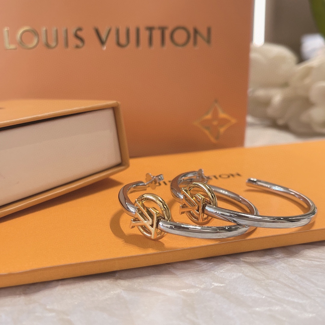 Louis Vuitton Jewelry Earring Gold Silver Yellow Brass