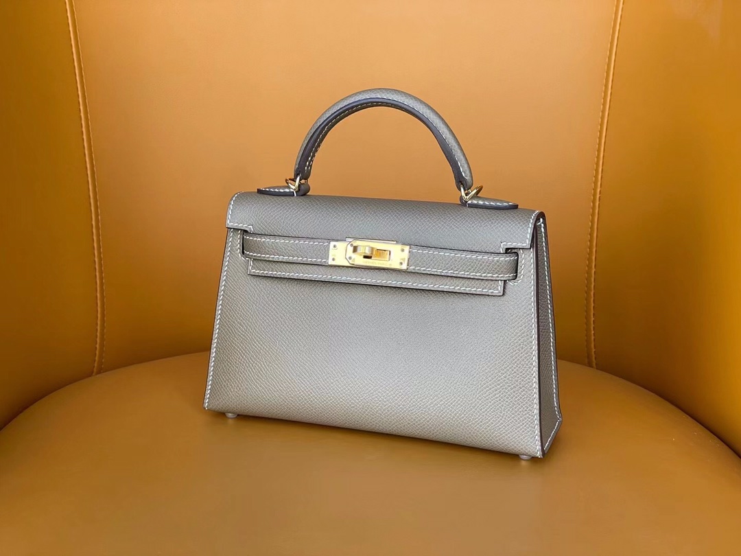Hermes Kelly Handbags Crossbody & Shoulder Bags Elephant Grey Epsom Mini