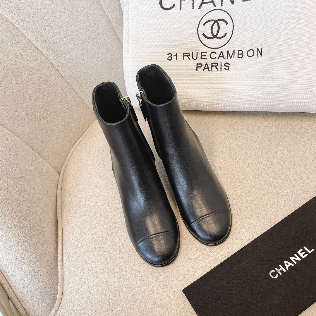 CHANEL bottes femme automne-hiver, sans lacets, bottes droites, bottes cavalières, semelle extérieure en cuir véritable d'Italie