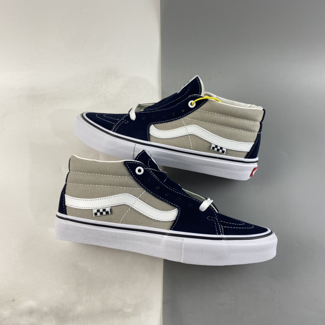 P160  Vans SK8-Mid Pro 范斯官方浅灰色藏蓝拼