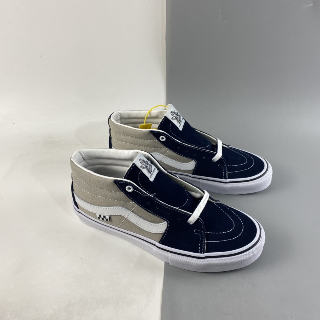 P160  Vans SK8-Mid Pro 范斯官方浅灰色藏蓝拼