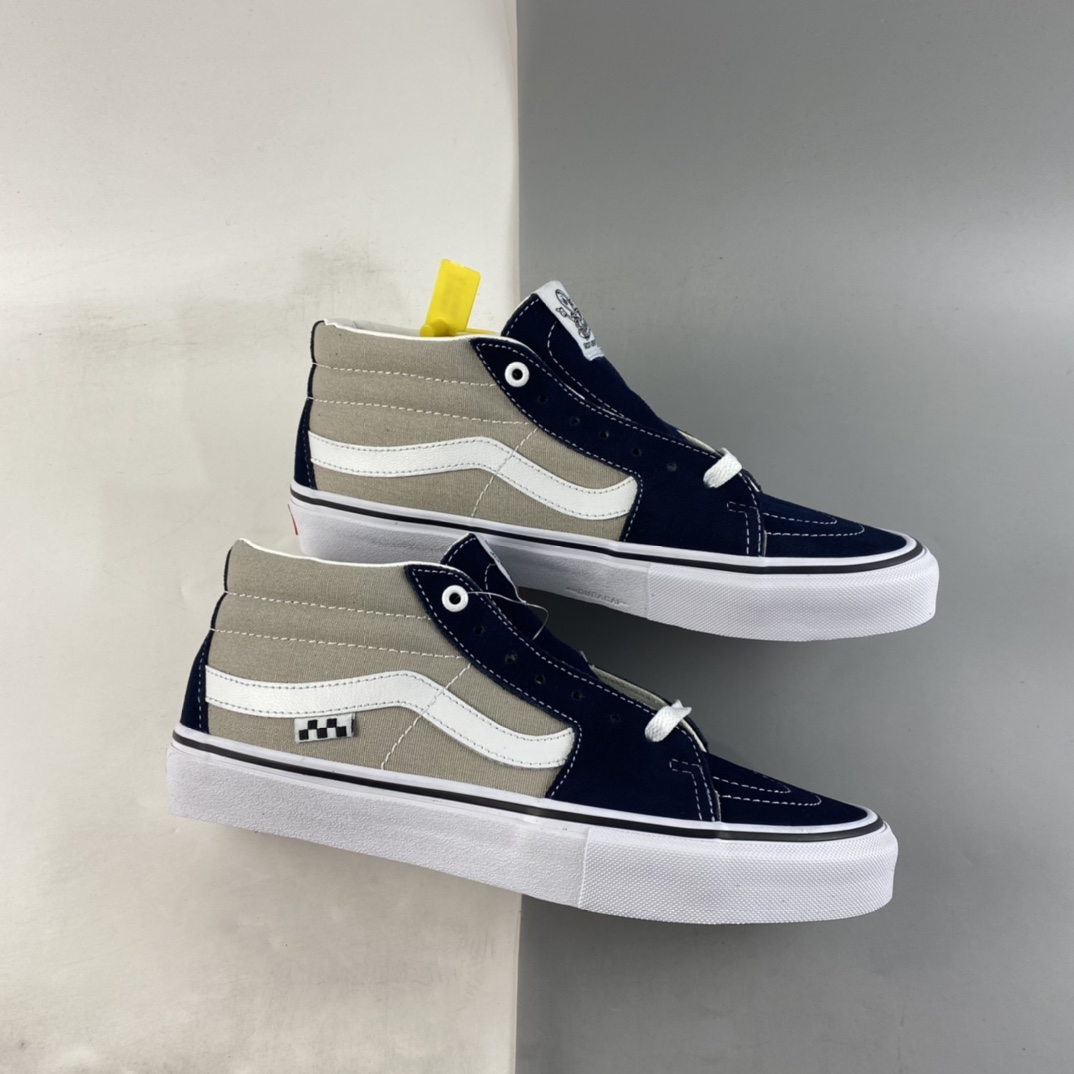 P160  Vans SK8-Mid Pro 范斯官方浅灰色藏蓝拼
