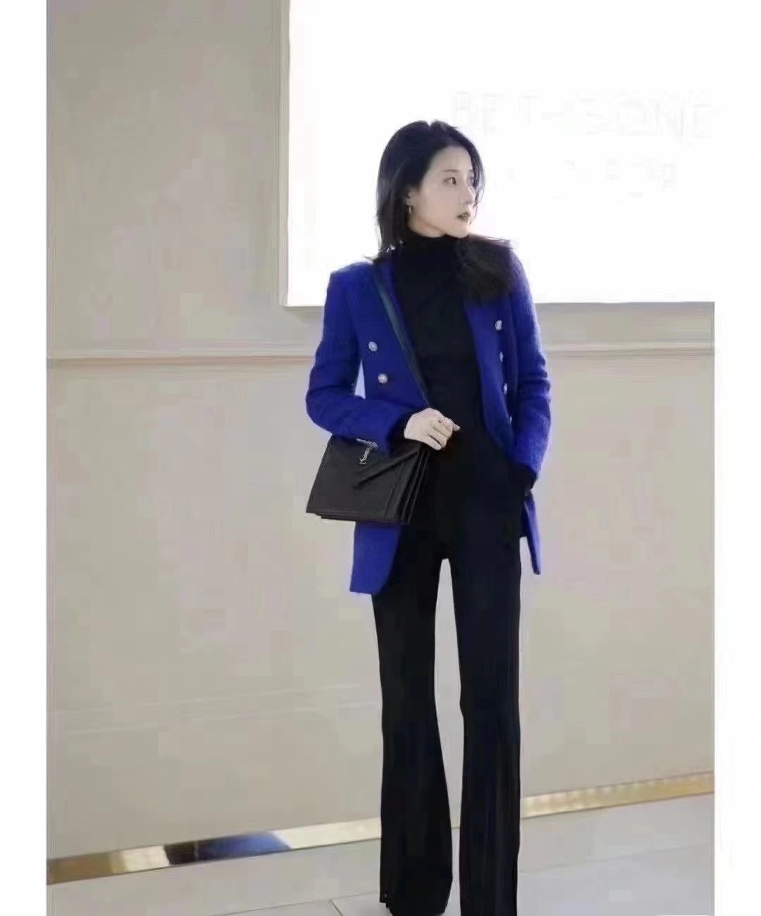 Saint laurent Ysl Gaby绗缝纹路信封斜挎包 668863黑色