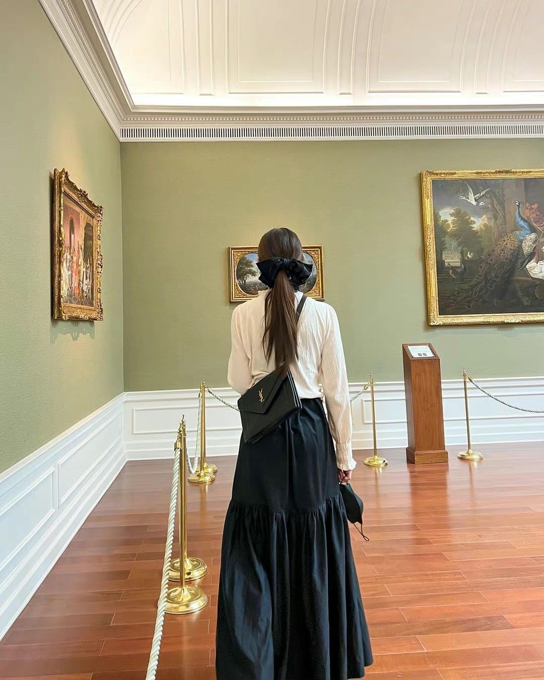 Saint laurent Ysl Gaby绗缝纹路信封斜挎包 668863黑色