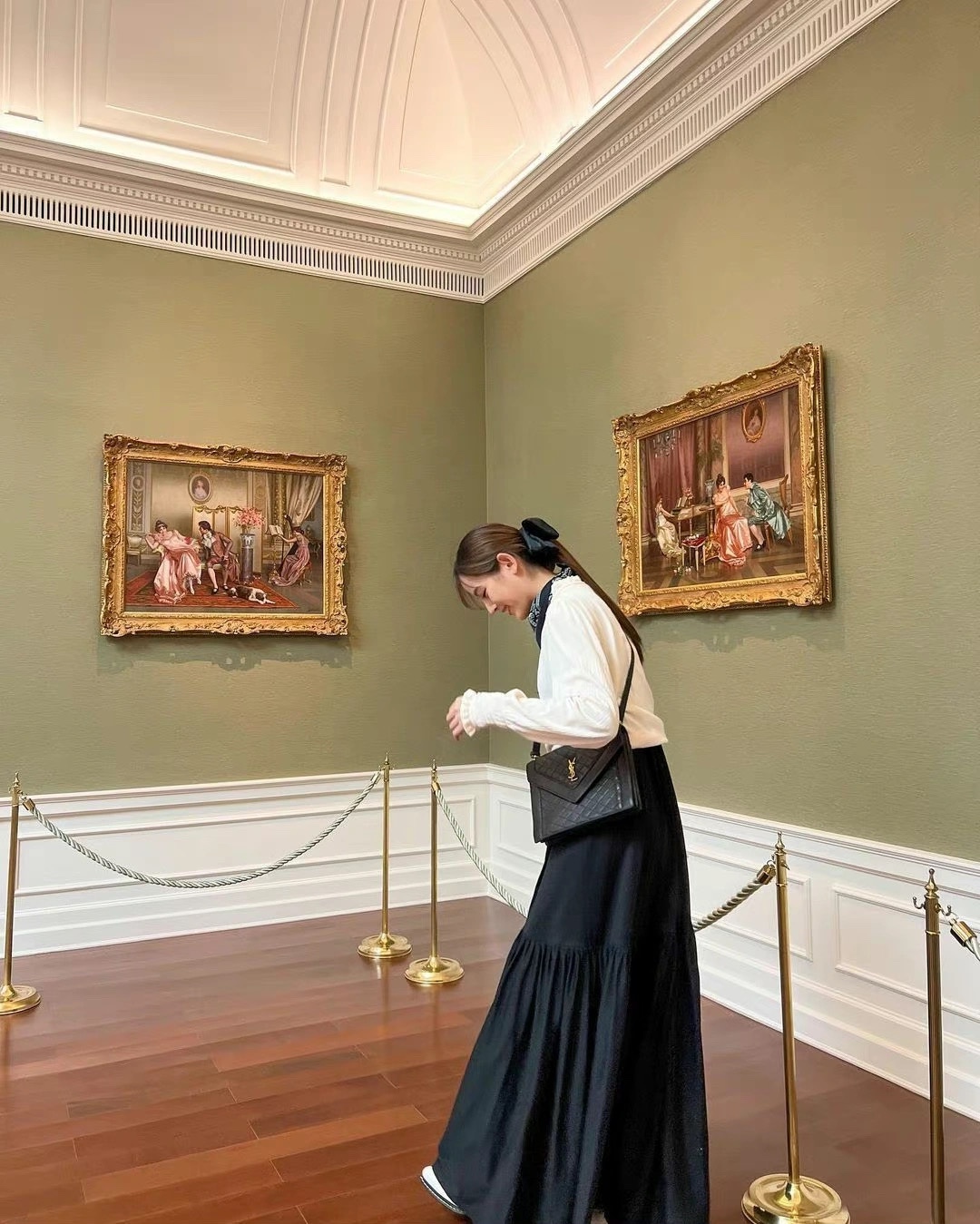 Saint laurent Ysl Gaby绗缝纹路信封斜挎包 668863黑色