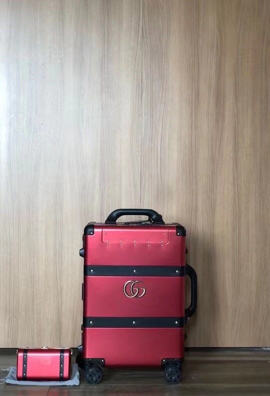 Luxury Gucci Aluminium Suitcase with Secure Locks and Outer Pockets - 图片 1