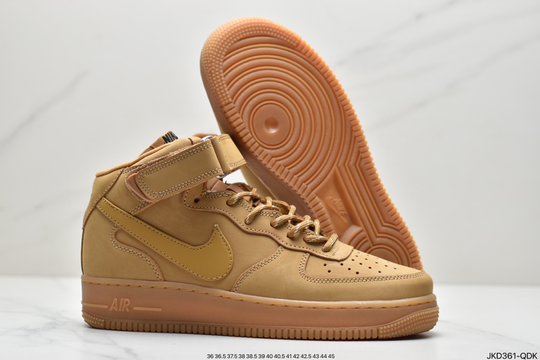 160 NIKE Air Force 1 ’07 Mid”Wheat/Flax”空军一号经典中帮百搭休闲运动板鞋DJ9158-200