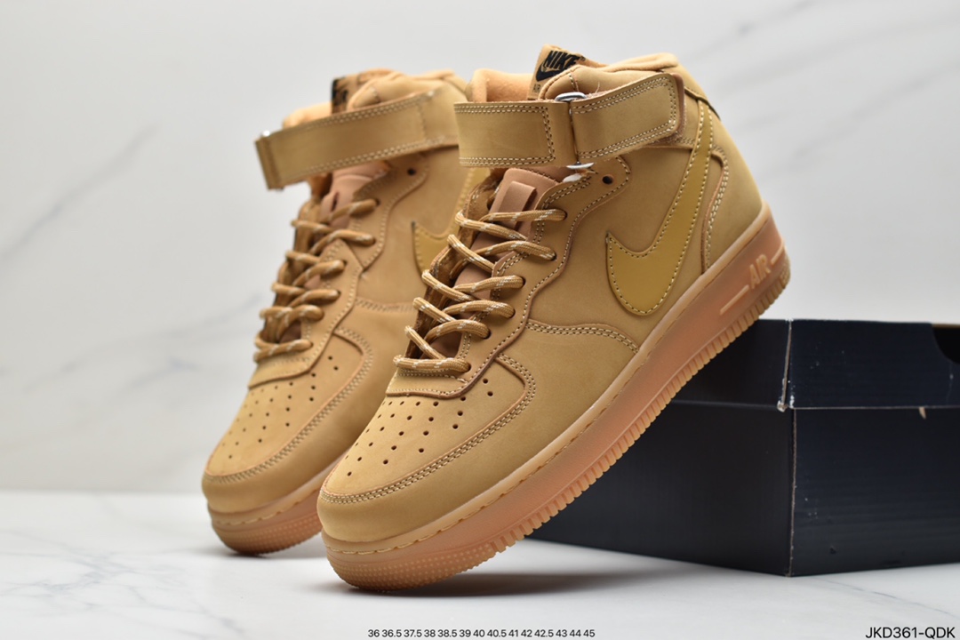 160 NIKE Air Force 1 ’07 Mid”Wheat/Flax”空军一号经典中帮百搭休闲运动板鞋DJ9158-200