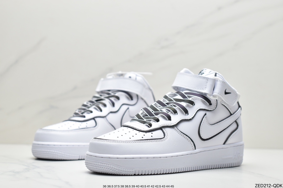 260 耐克NIke Air Force 1 ’07 Mid白炫彩“夜魔侠”空军一号中帮运动休闲板鞋 368732-810
