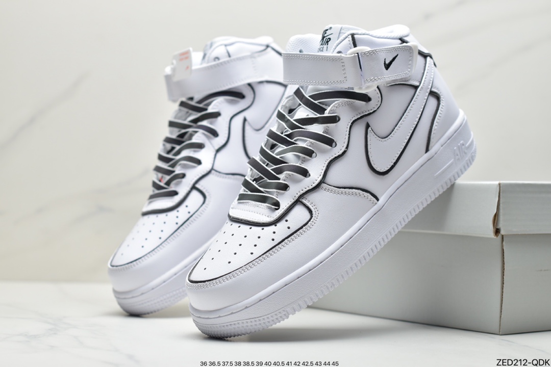 260 耐克NIke Air Force 1 ’07 Mid白炫彩“夜魔侠”空军一号中帮运动休闲板鞋 368732-810