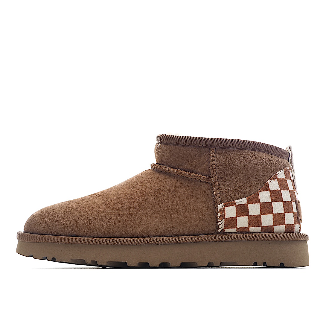 G0 河南代工厂顶级货 区别市面版本 欢迎对比UGG皮毛一体雪地靴 周冬雨棋盘格