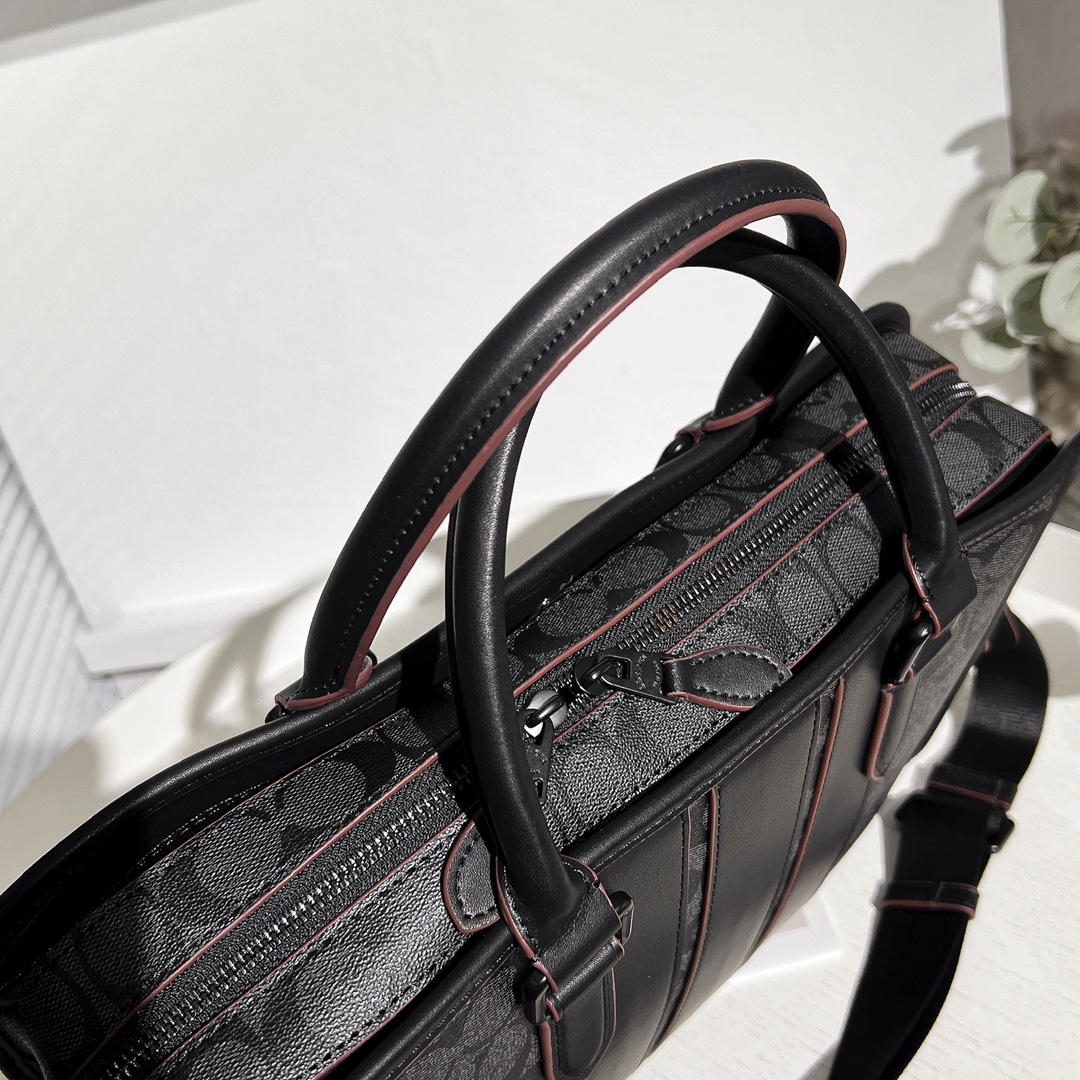Coach F23212最新款 好品质 PVC配皮男士休闲商务公文包 品质、任意对比