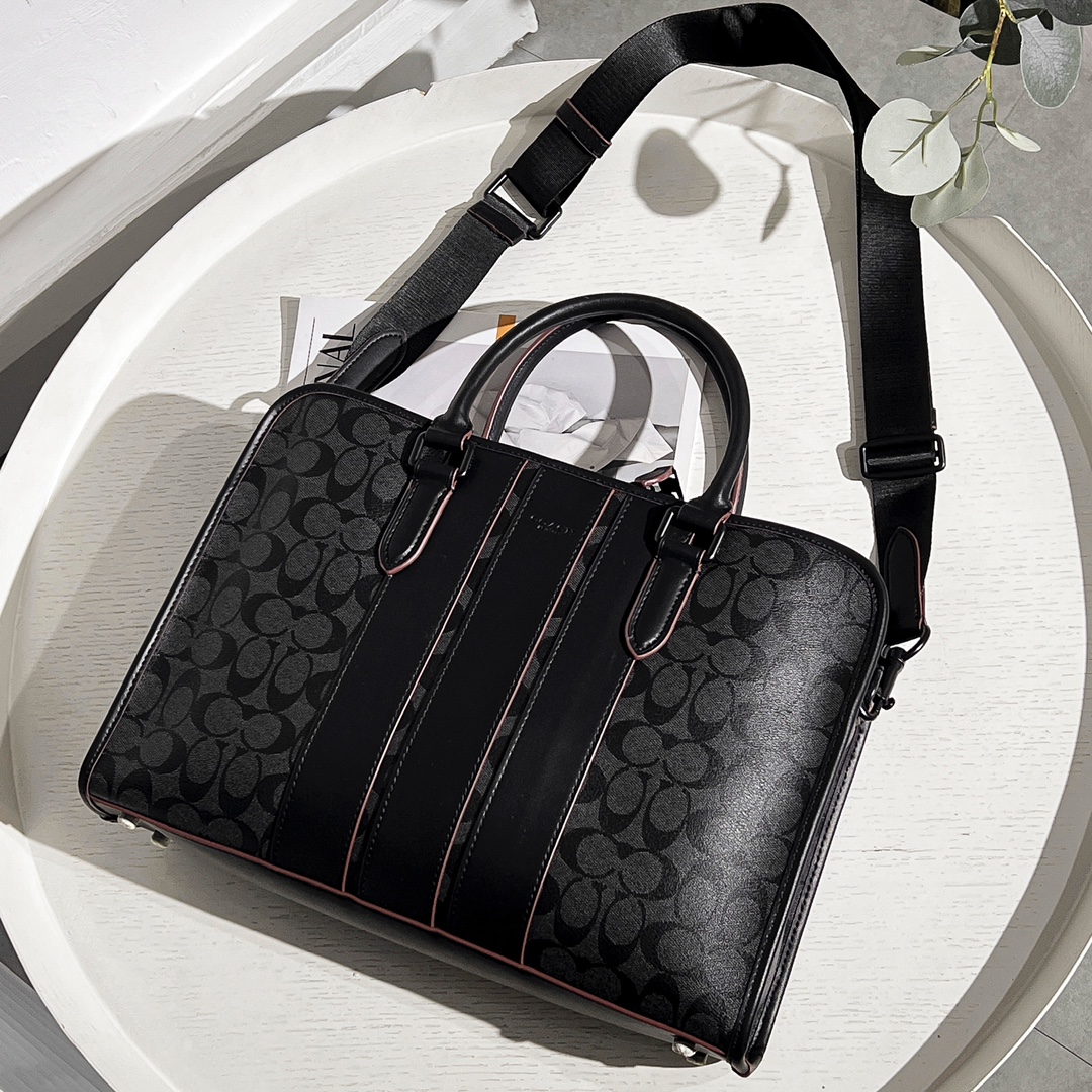 Coach F23212最新款 好品质 PVC配皮男士休闲商务公文包 品质、任意对比