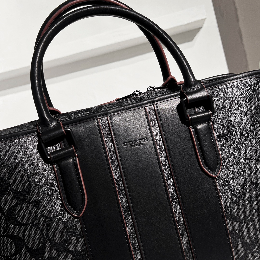 Coach F23212最新款 好品质 PVC配皮男士休闲商务公文包 品质、任意对比