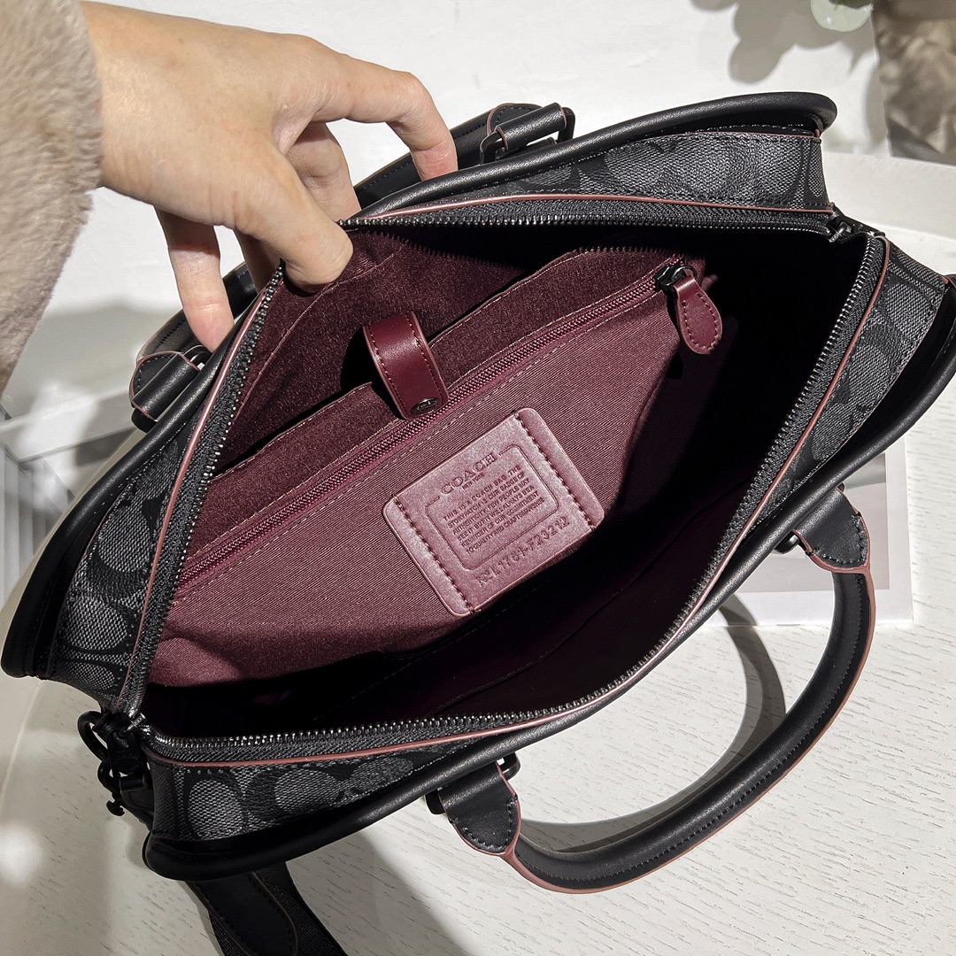 Coach F23212最新款 好品质 PVC配皮男士休闲商务公文包 品质、任意对比