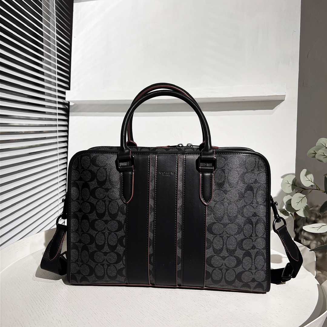 Coach F23212最新款 好品质 PVC配皮男士休闲商务公文包 品质、任意对比