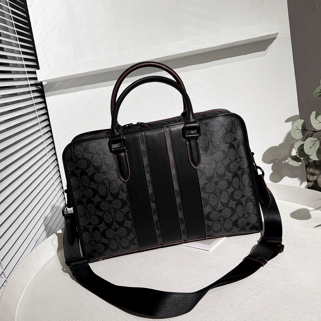 Coach F23212最新款 好品质 PVC配皮男士休闲商务公文包 品质、任意对比