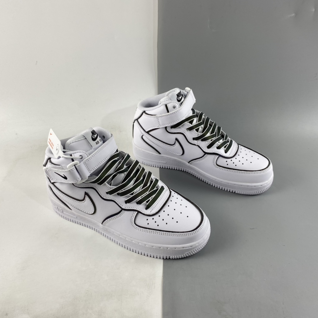 P260  NIKE Air Force 1’07 Mid 镭射白3M反光中帮休闲运动板鞋 368742-810