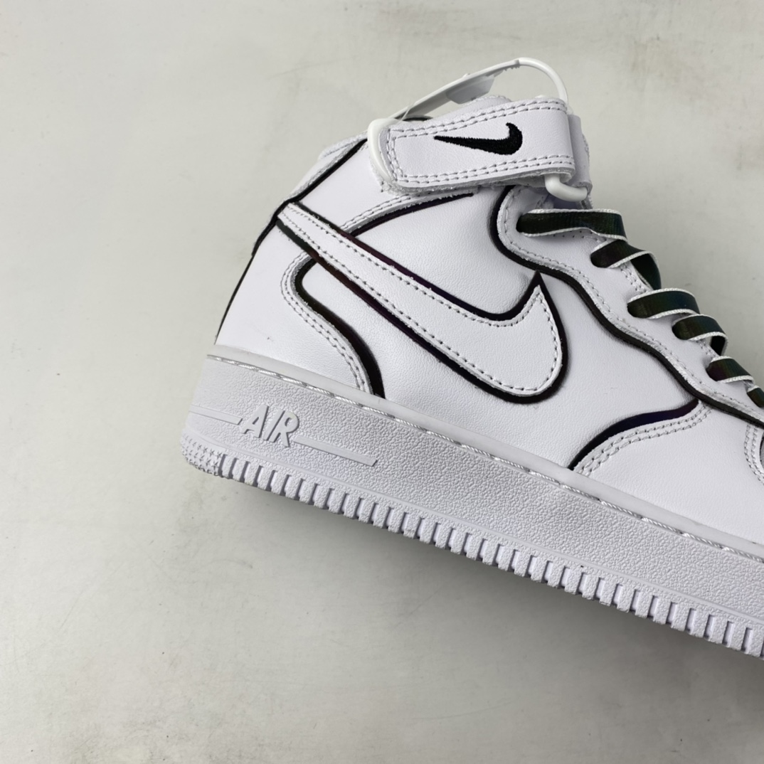 P260  NIKE Air Force 1’07 Mid 镭射白3M反光中帮休闲运动板鞋 368742-810