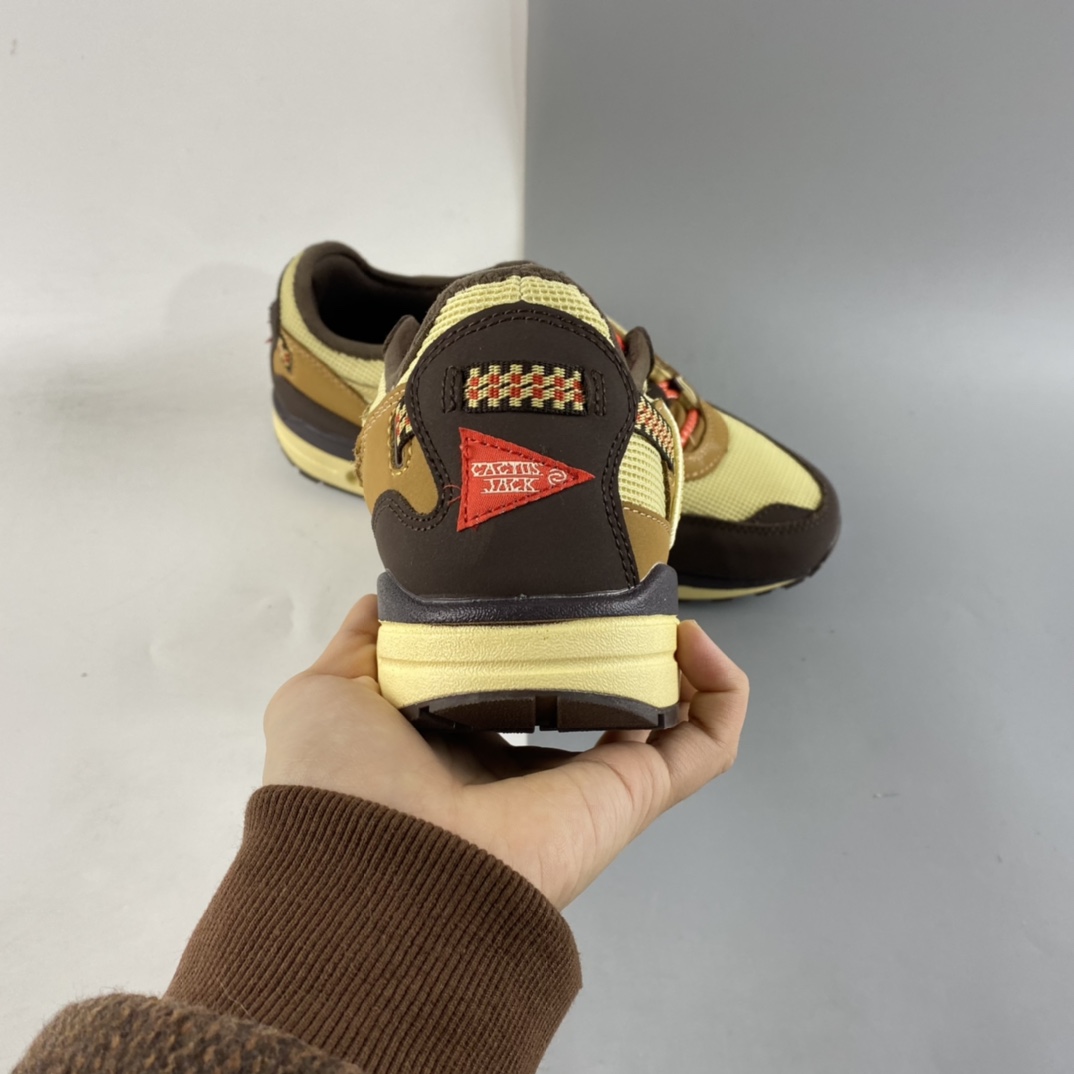 P180 Travis Scott x NIKE Air Max 1 ”Cactus Jack” 低帮复古百搭休闲运动慢跑鞋“深棕麦黄米倒钩”DO9392-200