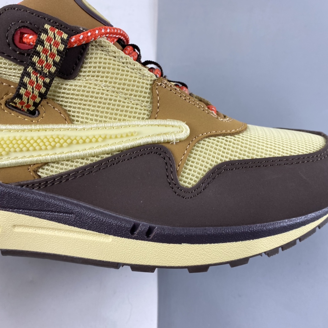 P180 Travis Scott x NIKE Air Max 1 ”Cactus Jack” 低帮复古百搭休闲运动慢跑鞋“深棕麦黄米倒钩”DO9392-200