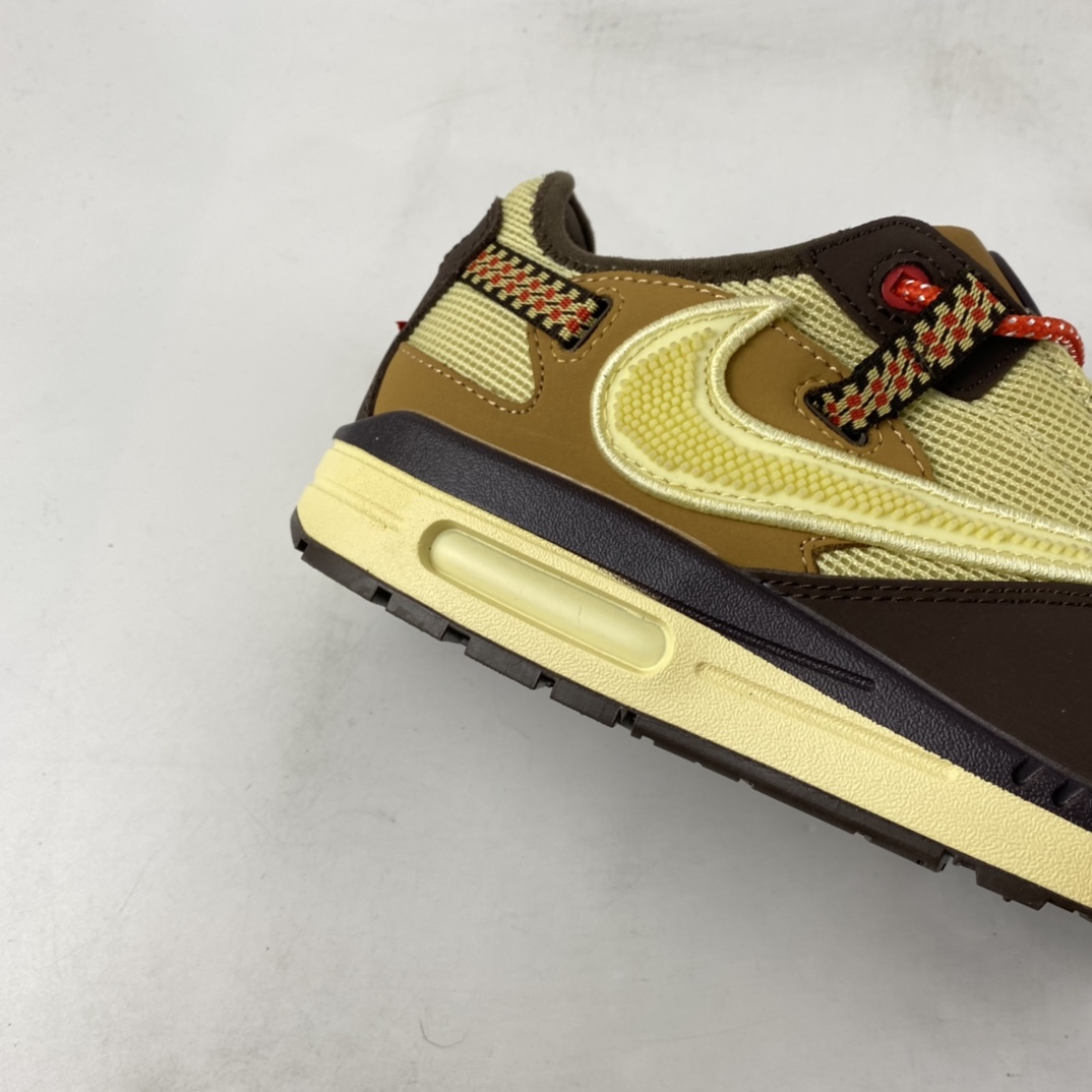 P180 Travis Scott x NIKE Air Max 1 ”Cactus Jack” 低帮复古百搭休闲运动慢跑鞋“深棕麦黄米倒钩”DO9392-200