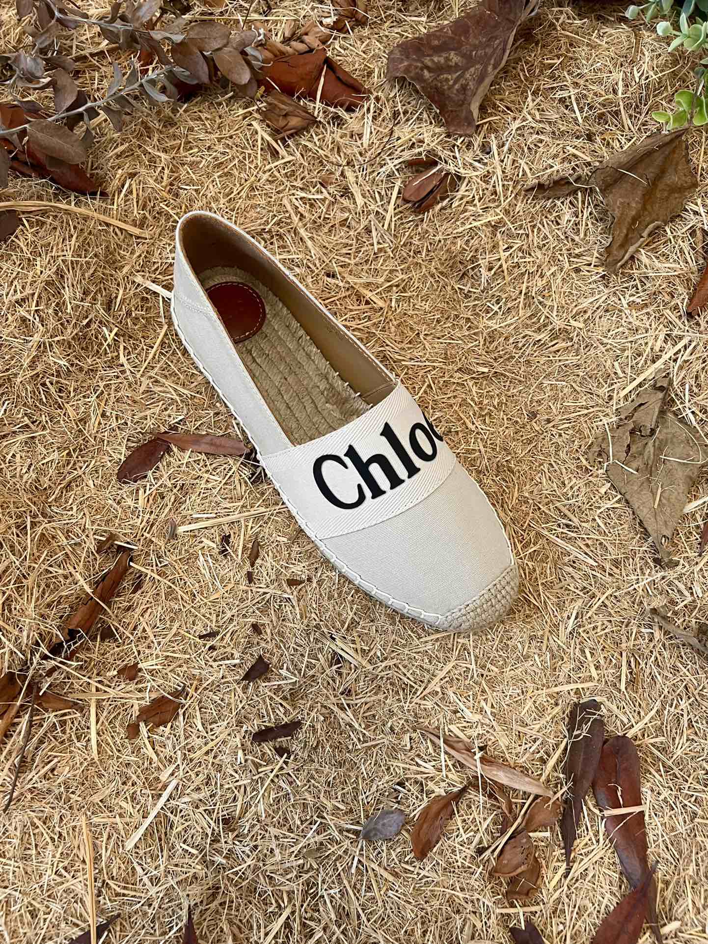 Chloé Isla Logo-Embroidered Espadrilles – Eggshell