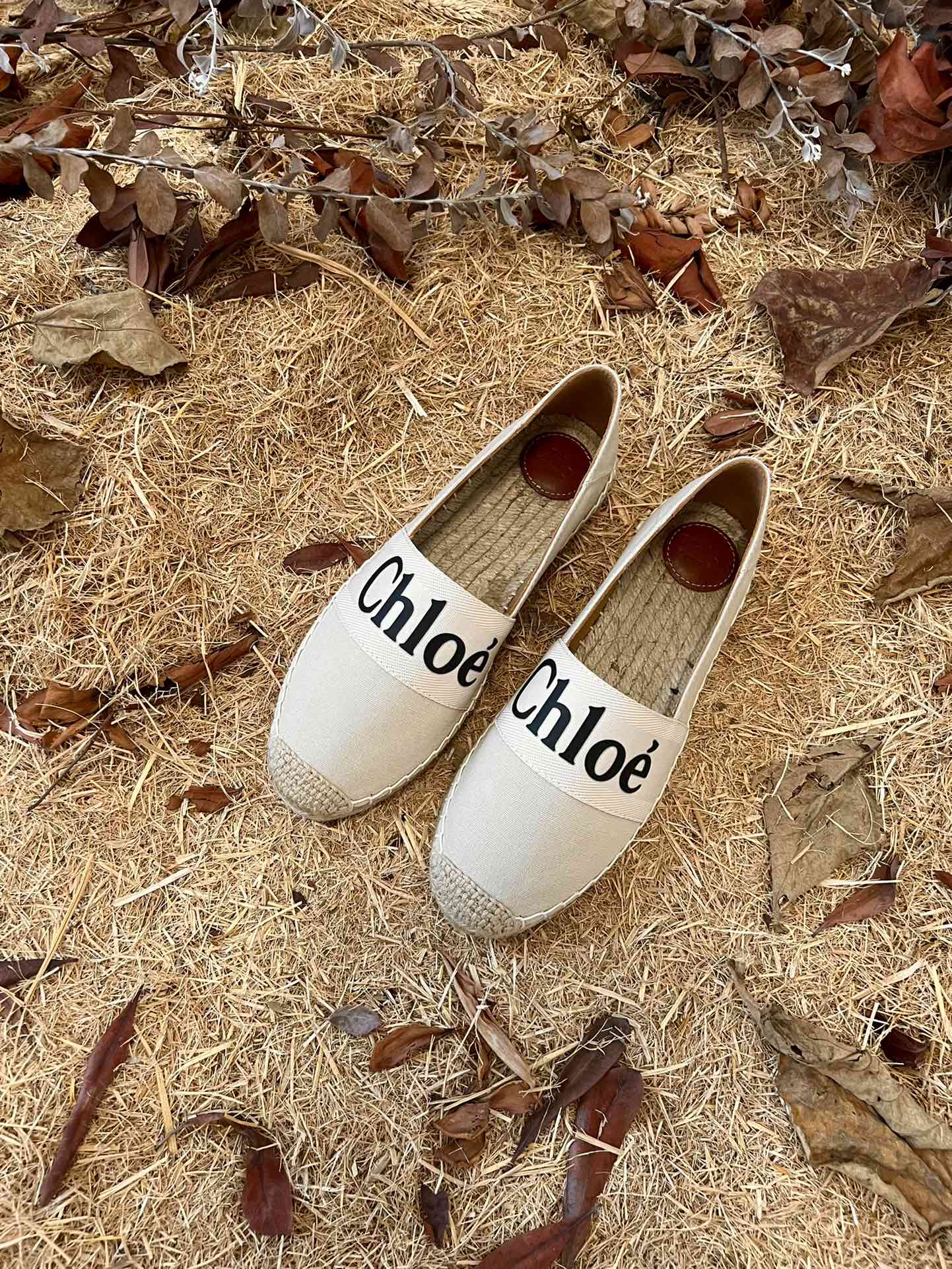 Chloé Isla Logo-Embroidered Espadrilles – Eggshell