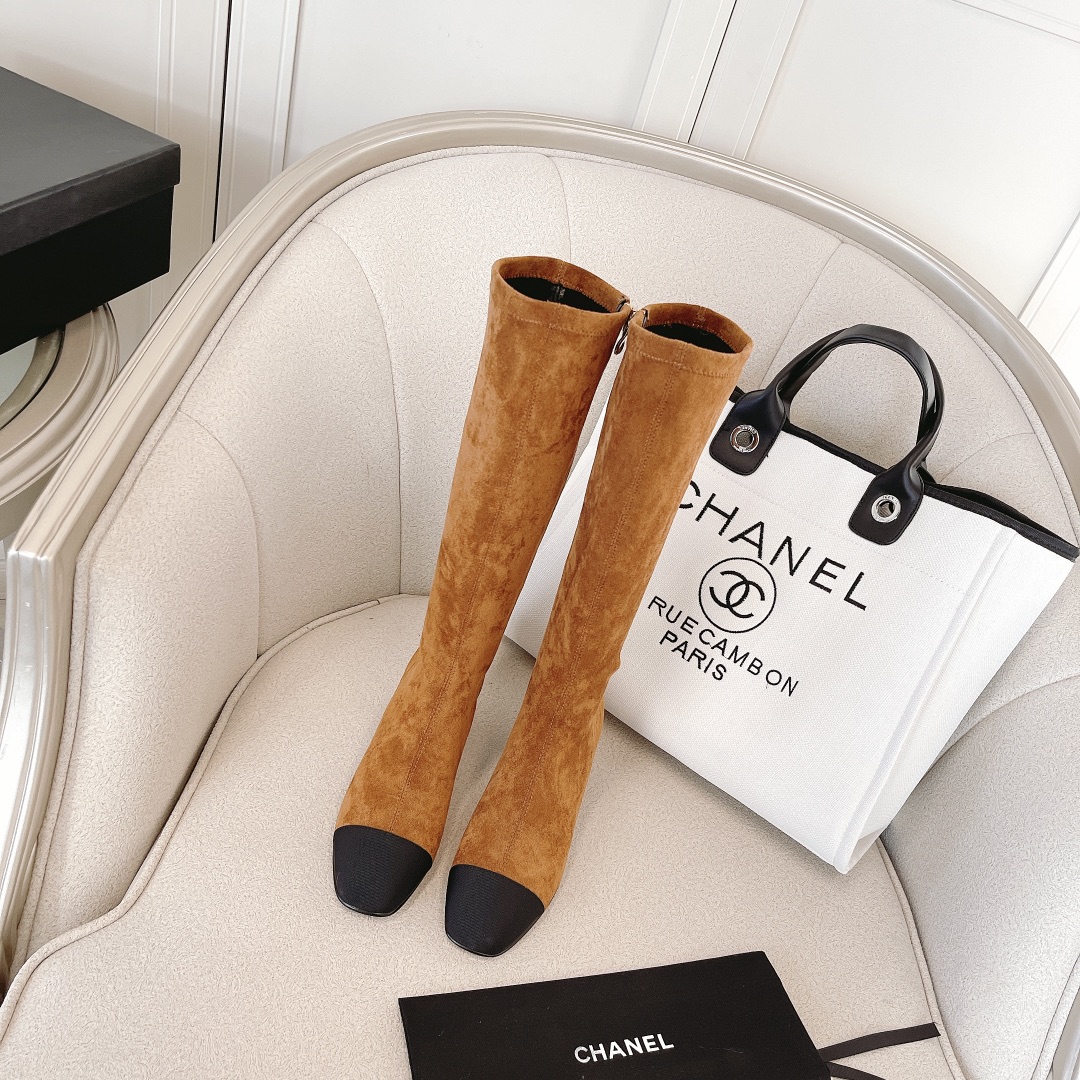 CHANEL 가을/겨울 여성 부츠 슬립온 스트레이트 부츠 라이더 부츠 이탈리아산 천연가죽 아웃솔