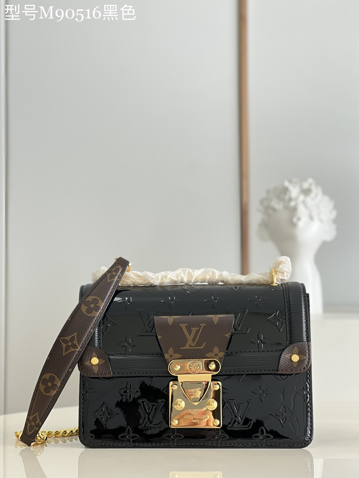 Louis Vuitton LV Wynwood Bags Handbags Black White Monogram Canvas Patent Leather Summer Collection M90516