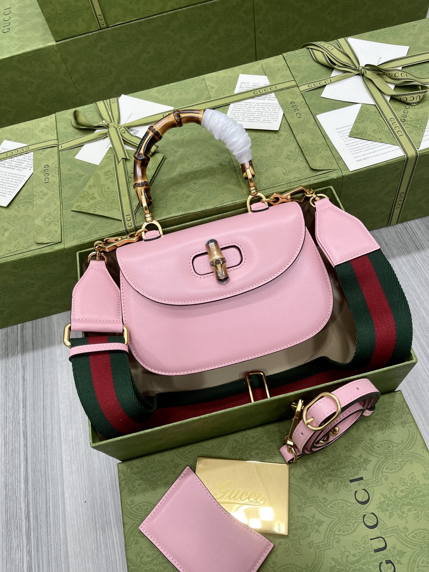 GUCCI Bamboo Handle Leather Handbag Shoulder Bag