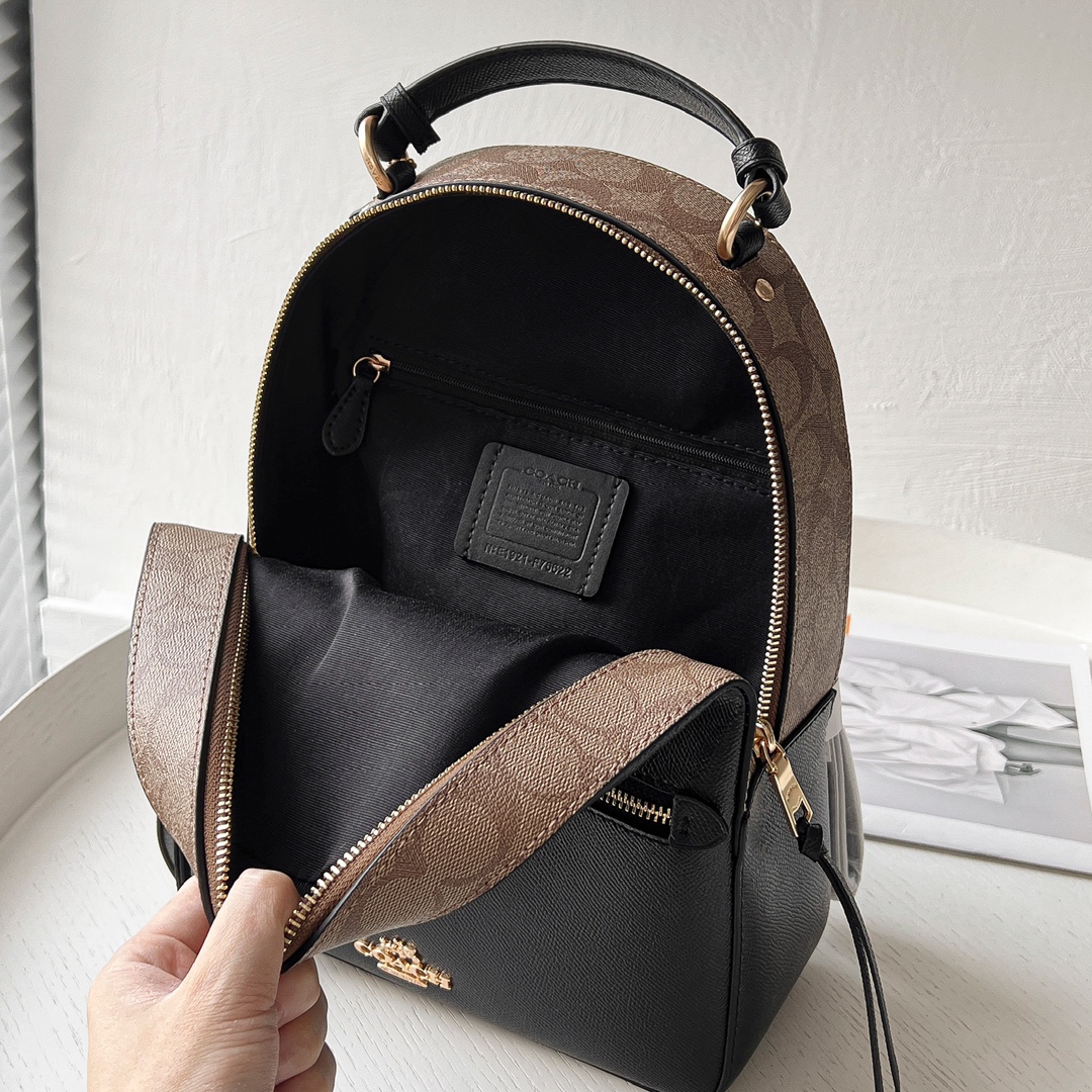 Coach COACH 蔻驰女包 Jordyn系列 女士双肩包背包书包电脑包 F76622 拉链背包 尺寸26