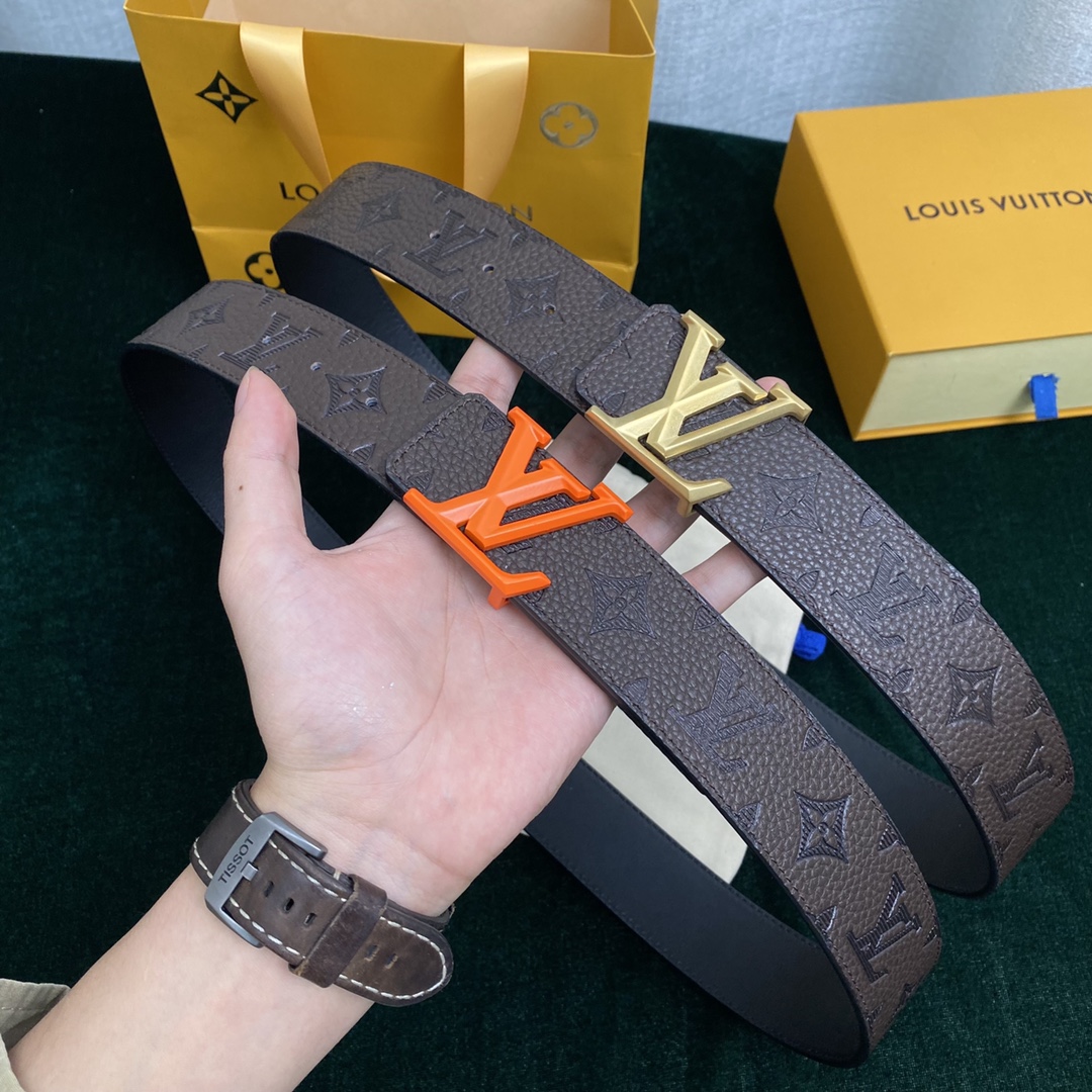 Louis Vuitton Belts Printing Men Calfskin Cowhide