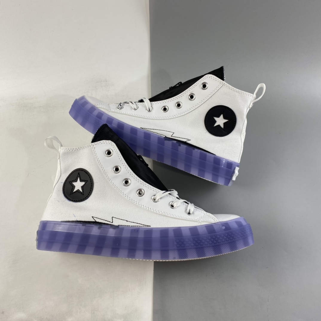 P180  Converse All Star 匡威星箭闪电果冻透明底蓝色常青高帮帆布鞋 169468C