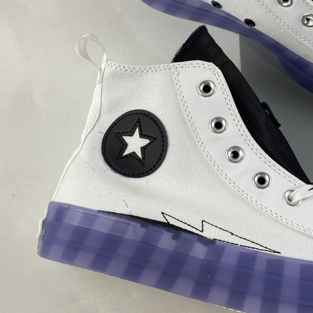 P180  Converse All Star 匡威星箭闪电果冻透明底蓝色常青高帮帆布鞋 169468C