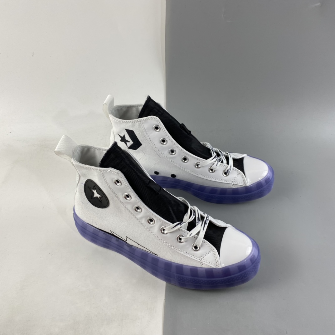 P180  Converse All Star 匡威星箭闪电果冻透明底蓝色常青高帮帆布鞋 169468C