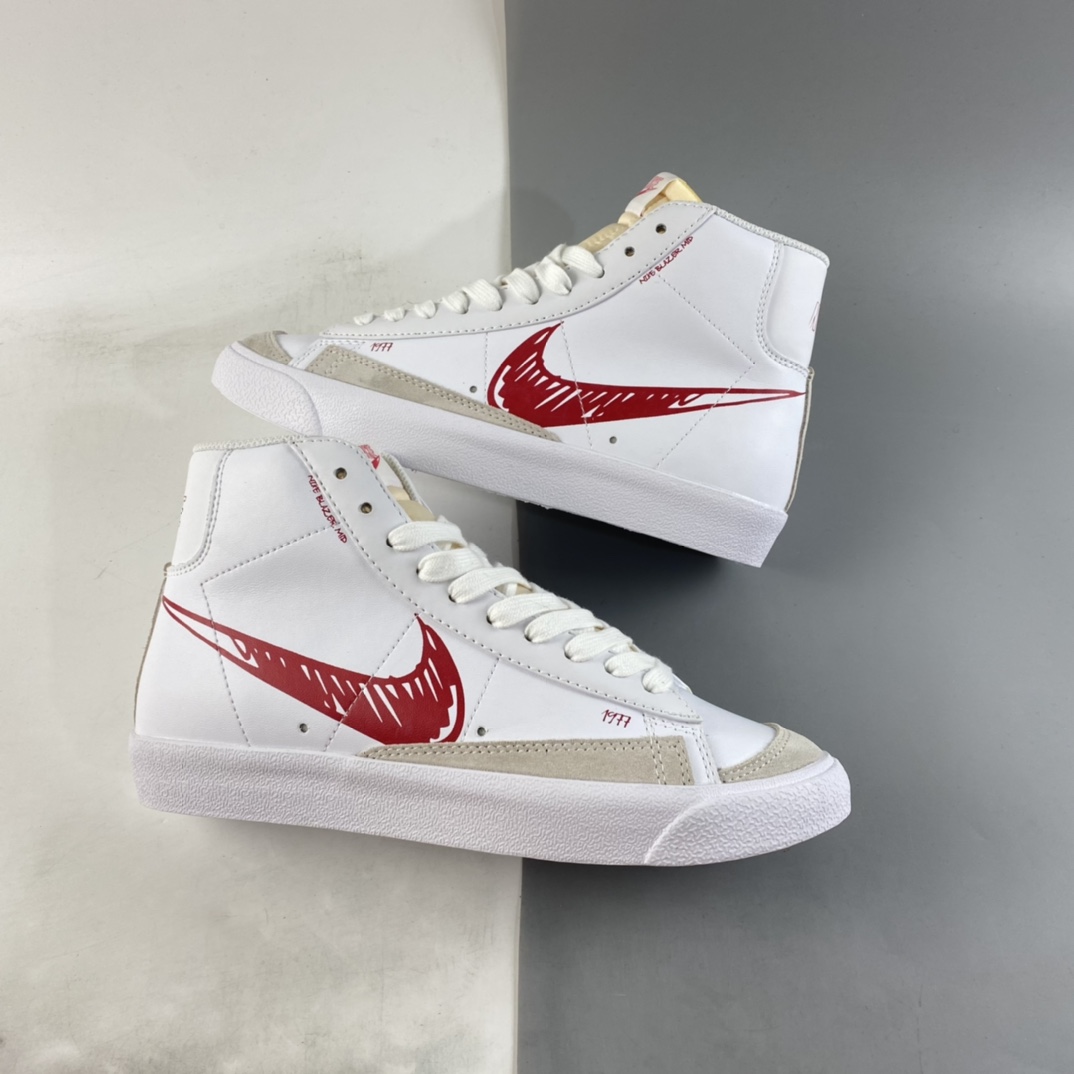 P160  NIKE Blazer Mid ’77 Vintage 开拓者“涂鸦勾”复古高帮休闲板鞋 CW7580-100