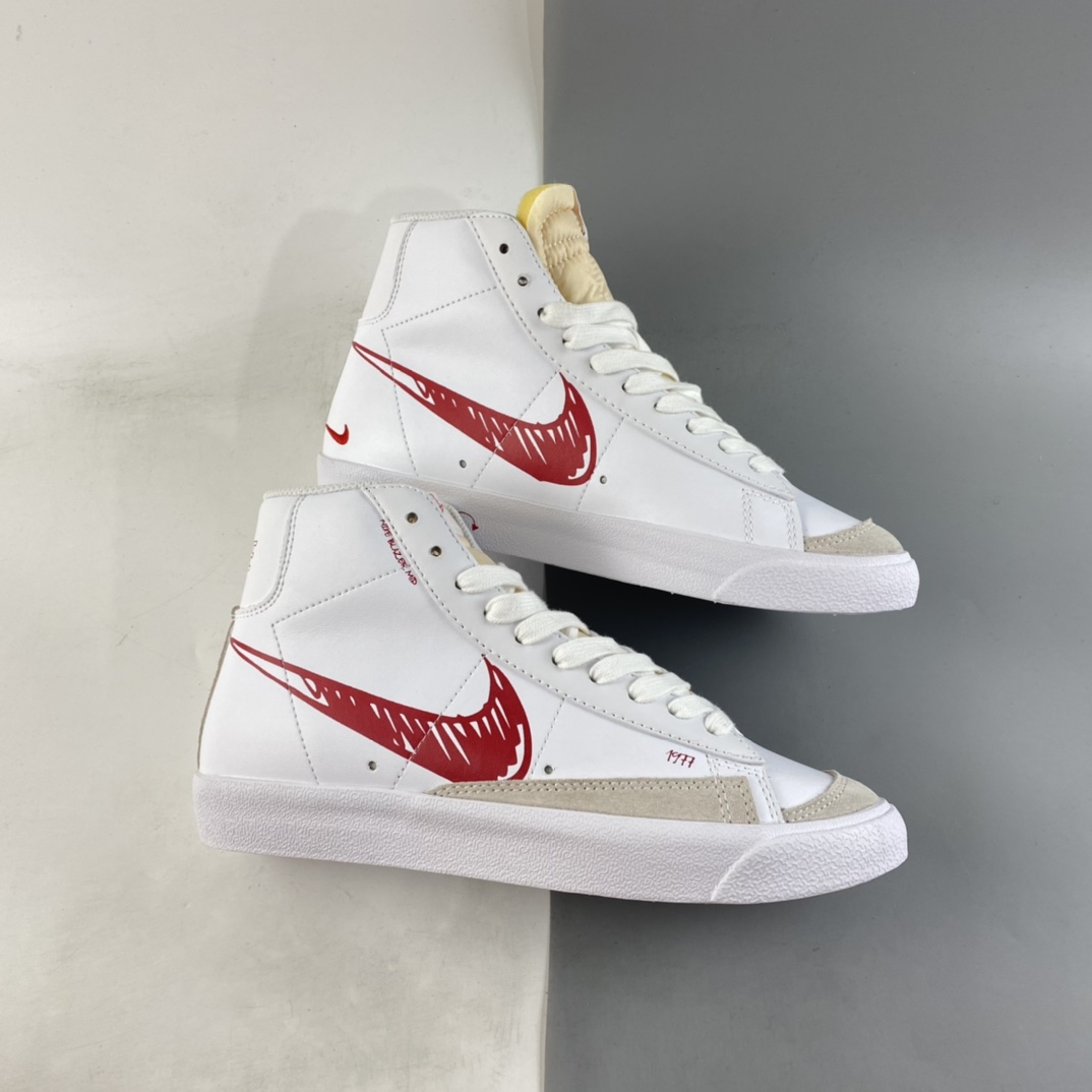 P160  NIKE Blazer Mid ’77 Vintage 开拓者“涂鸦勾”复古高帮休闲板鞋 CW7580-100