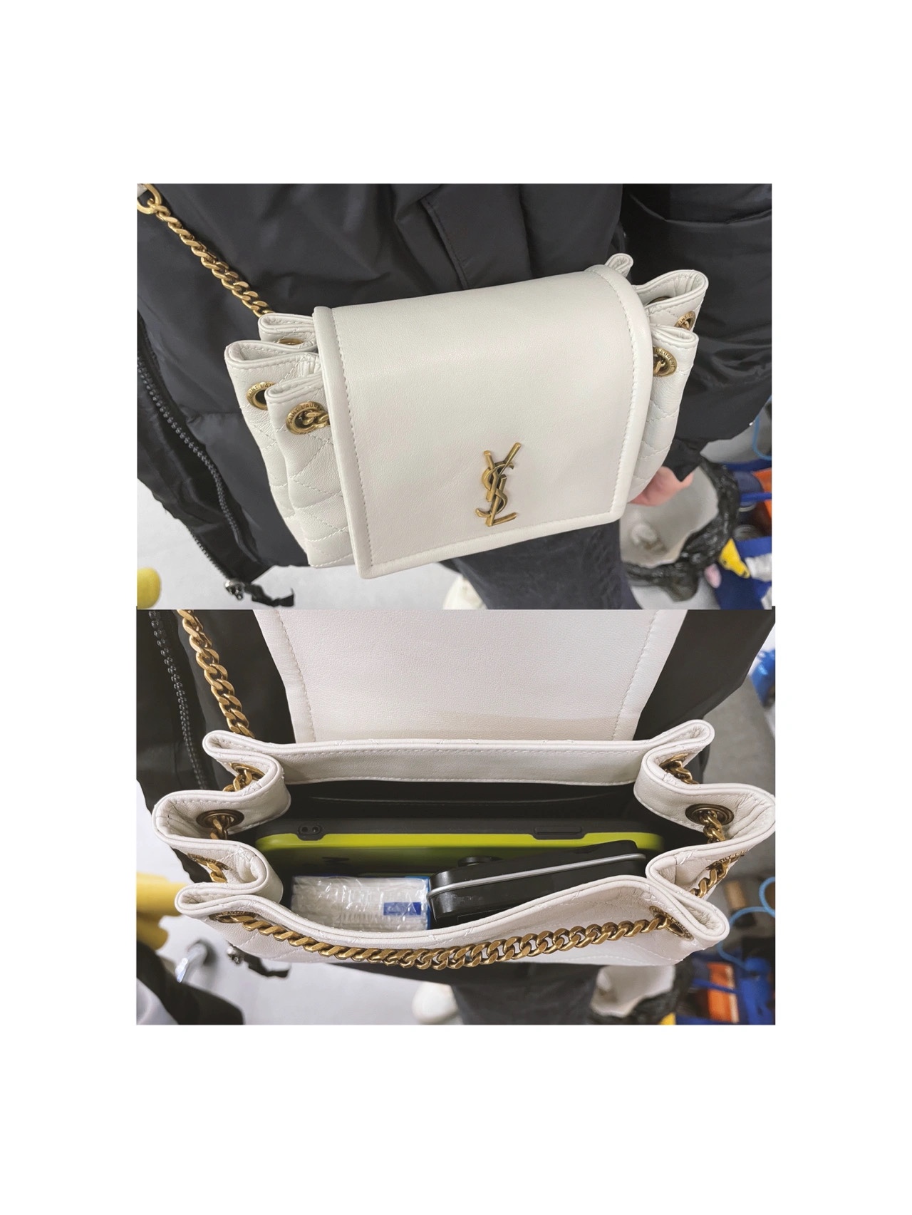YSL 𝐌𝐢𝐧𝐢 𝐍𝐨𝐥𝐢𝐭𝐚 复古翻盖包 672738白色