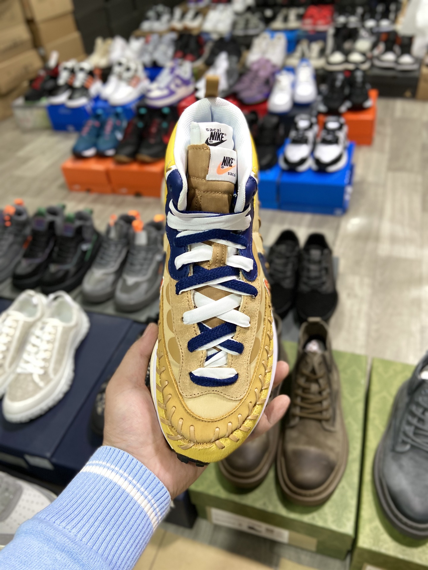 420纯原 耐克Sacai xJean Paul Gaultier x Nike VaporWaffle 姜黄DH9186-200