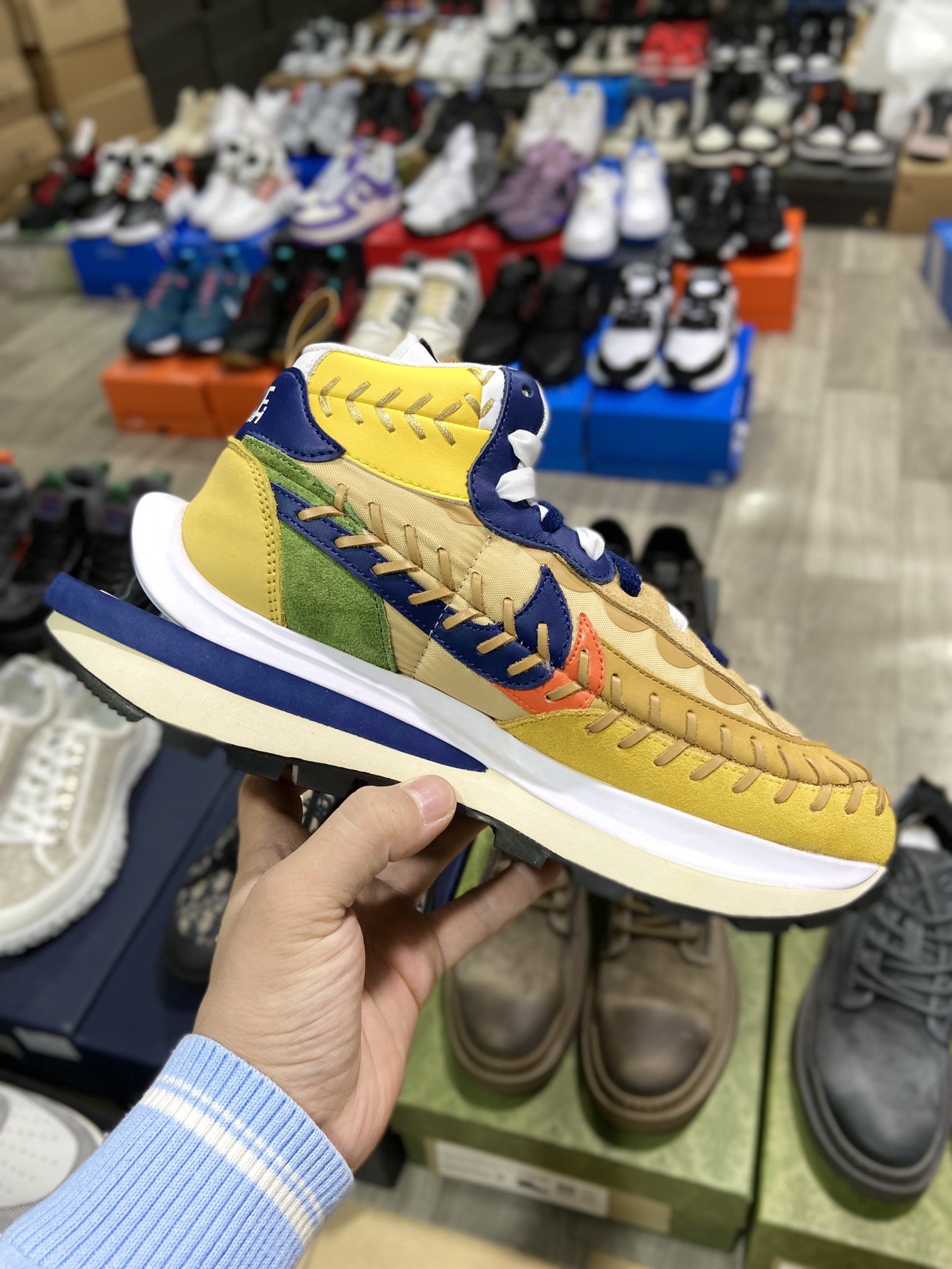420纯原 耐克Sacai xJean Paul Gaultier x Nike VaporWaffle 姜黄DH9186-200