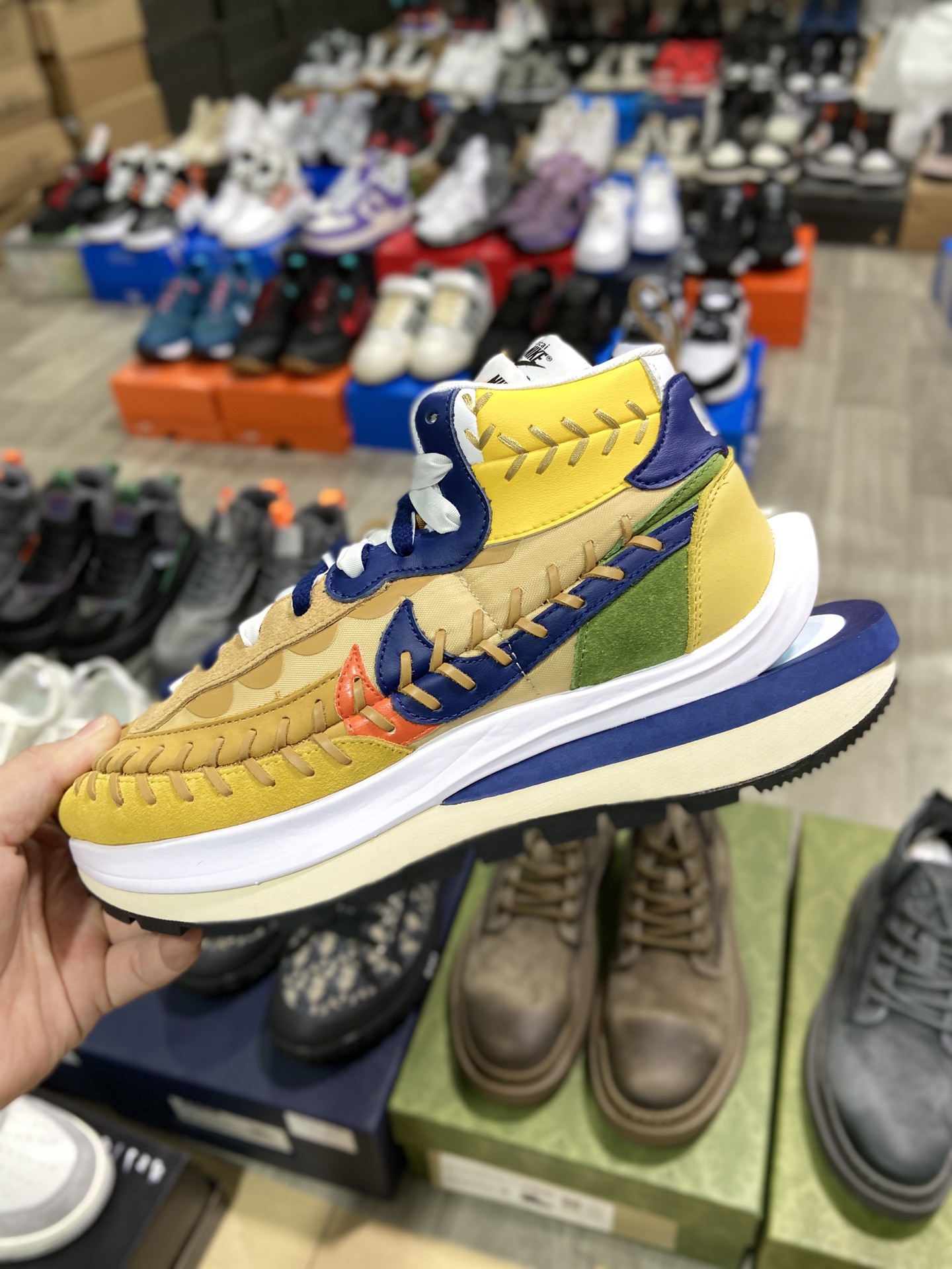 420纯原 耐克Sacai xJean Paul Gaultier x Nike VaporWaffle 姜黄DH9186-200