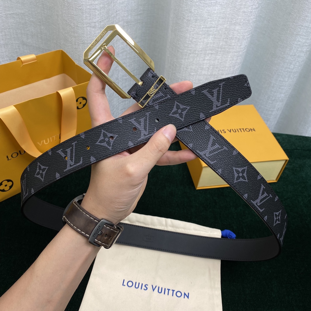 Louis Vuitton Belts Men Calfskin Canvas Cowhide