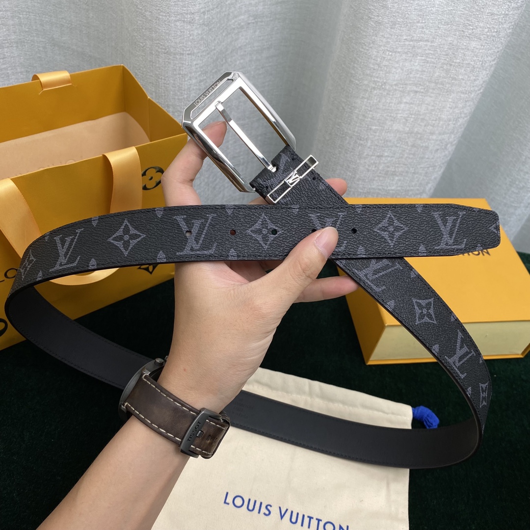 Louis Vuitton Belts Men Calfskin Canvas Cowhide