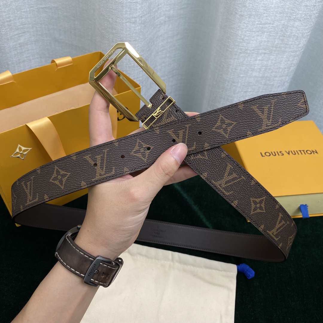 Louis Vuitton Belts Men Calfskin Canvas Cowhide