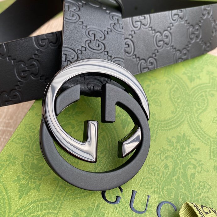 G U C C I 老鼠货🐭原单意大利原厂纯树膏进口单层皮压花⚡无夹层 搭配精品经典双G扣 非市场普通货