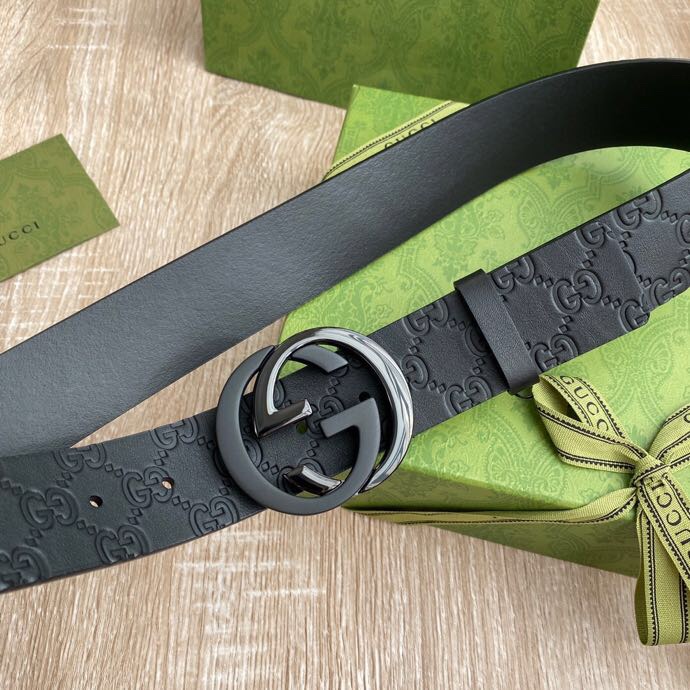 G U C C I 老鼠货🐭原单意大利原厂纯树膏进口单层皮压花⚡无夹层 搭配精品经典双G扣 非市场普通货