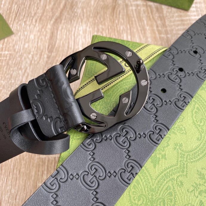 G U C C I 老鼠货🐭原单意大利原厂纯树膏进口单层皮压花⚡无夹层 搭配精品经典双G扣 非市场普通货